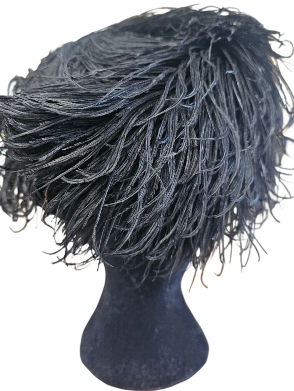 True Vintage Black Velvet Ostrich Feather Womens Hat - Picture 4 of 11
